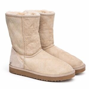 UGG Y2K Classic Short II Cream Beige Boots US 11 Leather Shearling Early 2000s